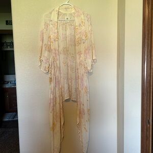 Billabong Floral Kimono Duster Open Front Cardigan